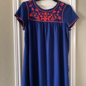 Old Navy Swing Dress, blue and red, boho Large